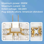 3-Port Rotatable US Plug Adapter – Compact Power, Anywhere You Go